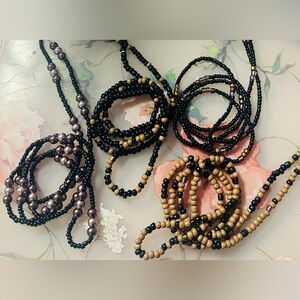 4 pcs Handmade Black and Tan Seed Waist Bead Set